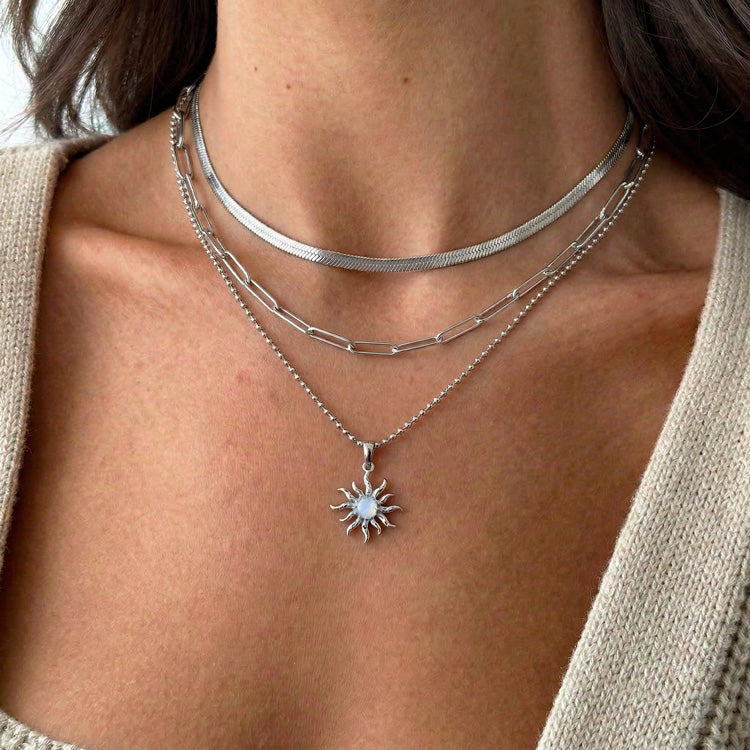 Moonstone Necklace - Stars & Moon