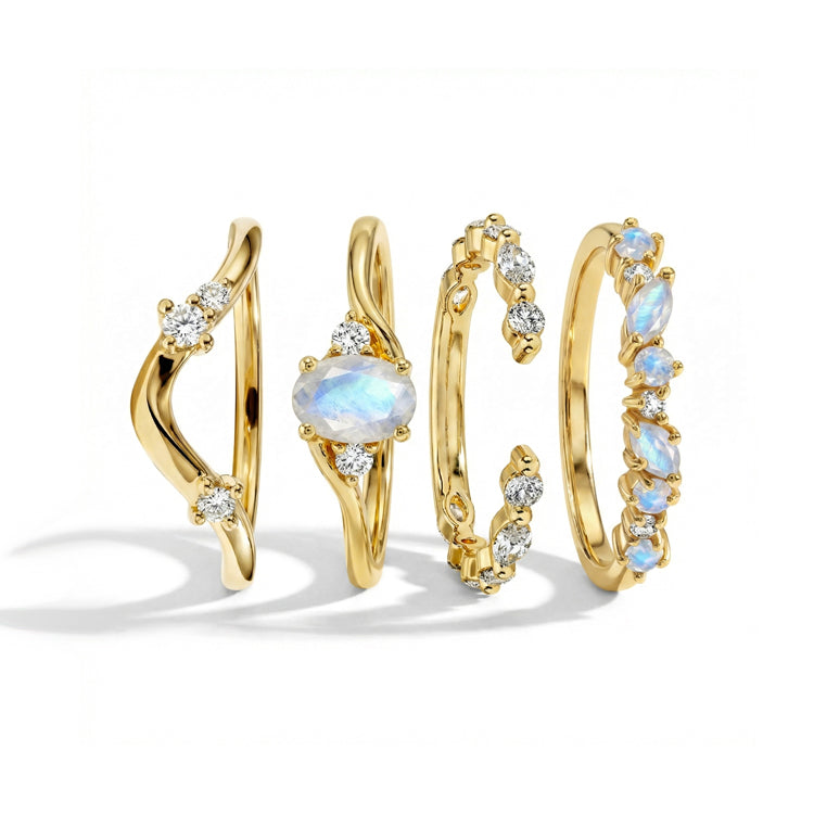 Moonstone Stacking Ring Set