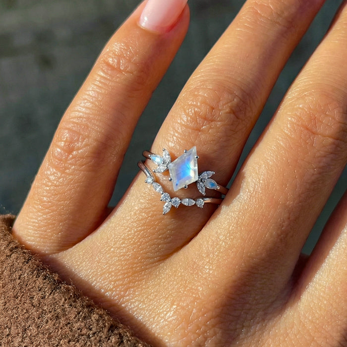Celestial Winged Moonstone Cocktail Rings