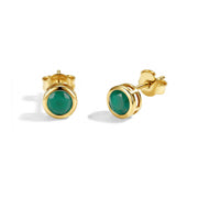 Green Agate Stud Earrings - Stackable
