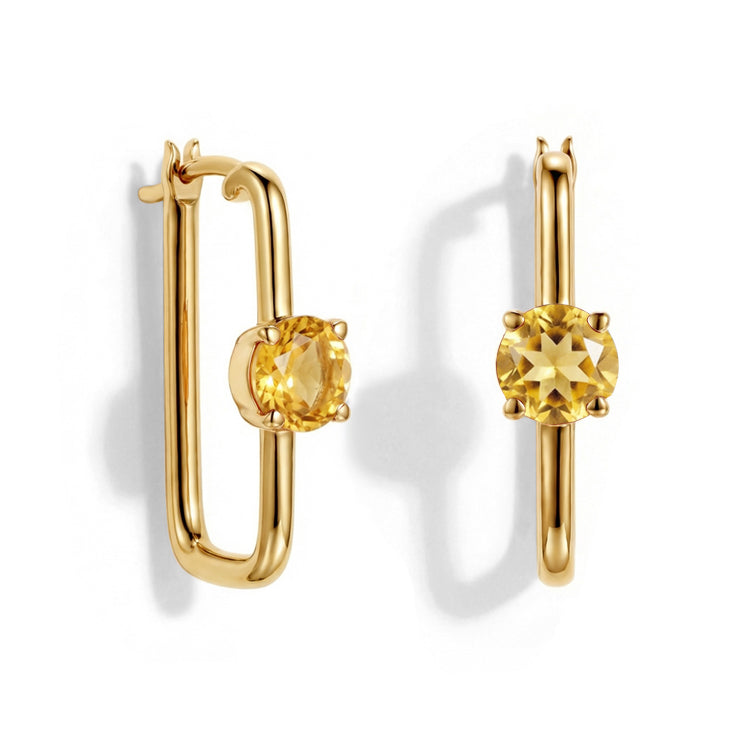 Large Citrine Hoop Earrings