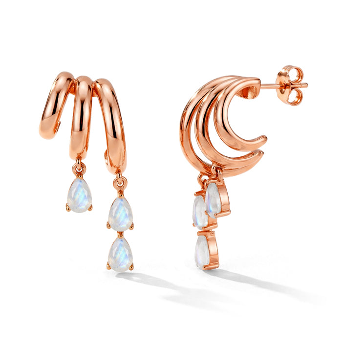 Stacked Moonstone Earrings