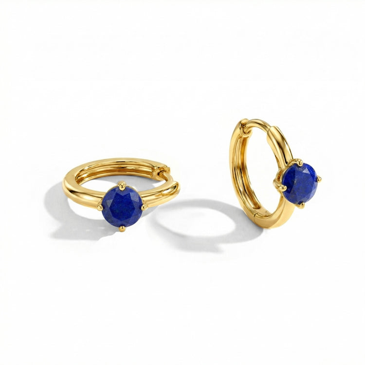 Lapis Lazuli Huggies Earrings - Round