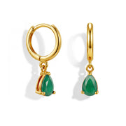 Green Agate Hoop Earrings