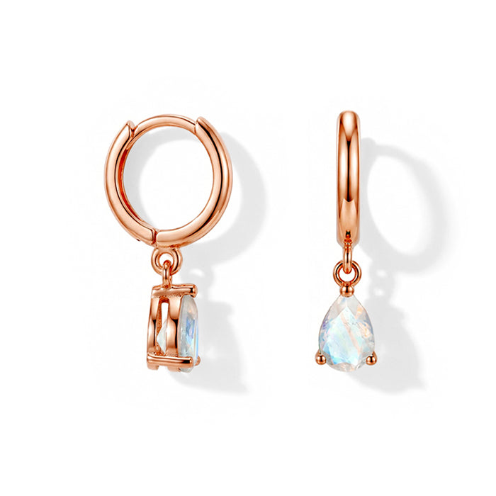 Moonstone Teardrop Hoop Earrings