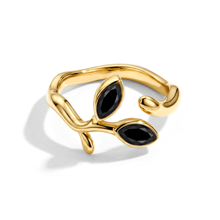 Adjustable Black Onyx Vine Ring