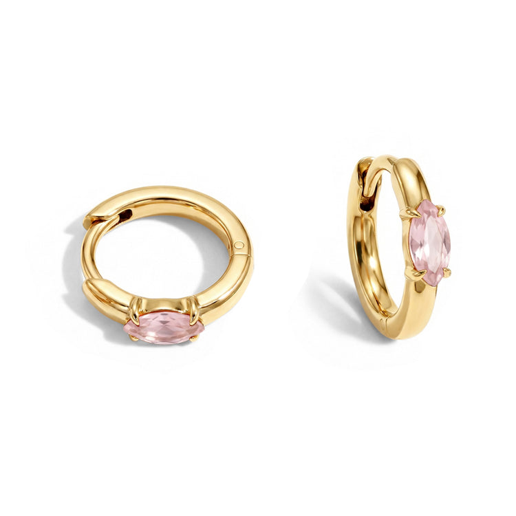 Huggies Rose Quartz Earrings - Marquise