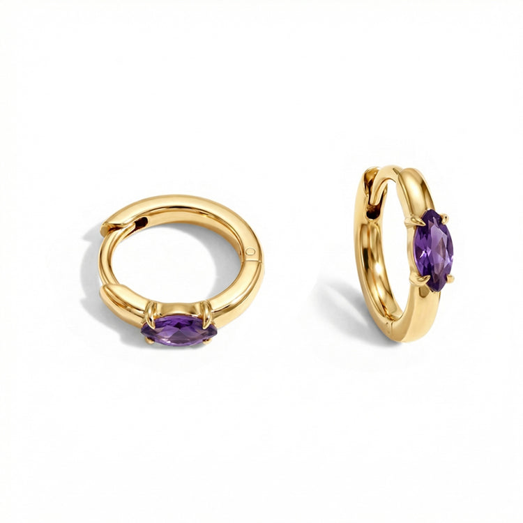 Huggies Amethyst Earrings - Marquise