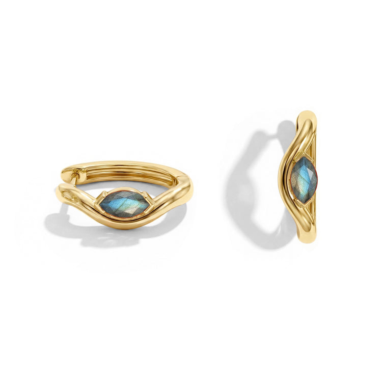 Twisted Labradorite Huggies Earrings