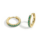 Classic Green Agate Huggies Earrings