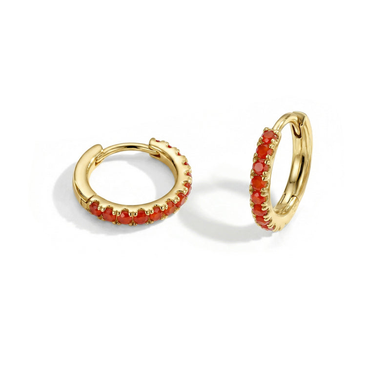 Classic Carnelian Huggies Earrings