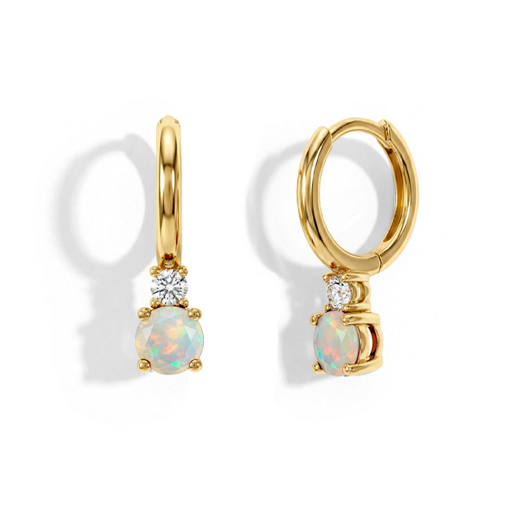 Opal Round Hoop Earrings