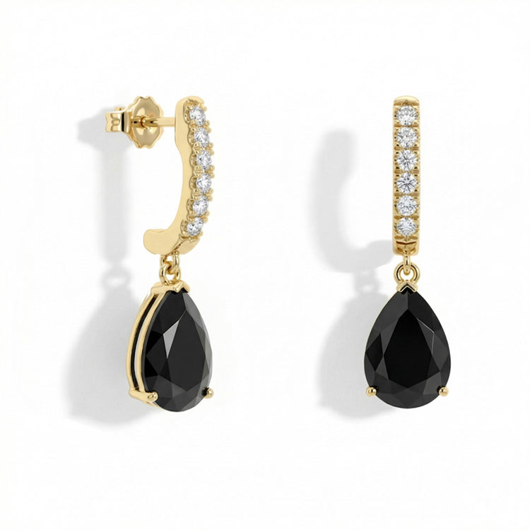 Black Onyx Dorp Earrings - Teardrops