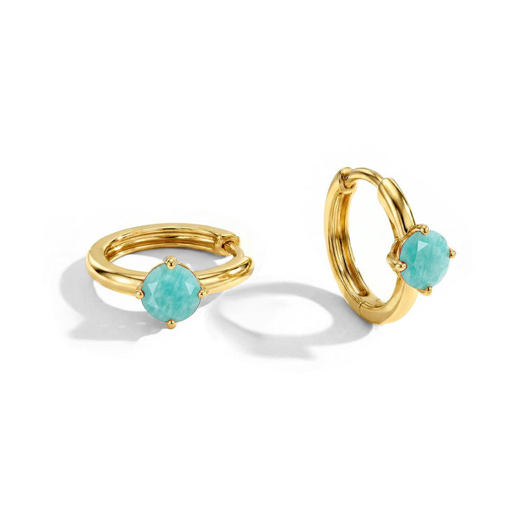 Amazonite Huggies Earrings - Round