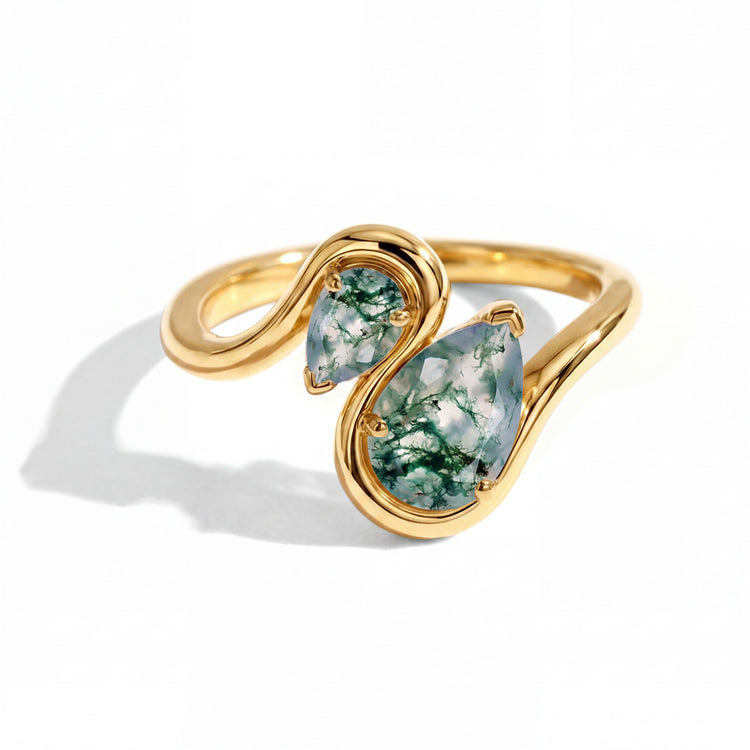 Pear Moss Agate Stacking Ring