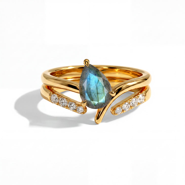 Labradorite Stackable Double Ring Set