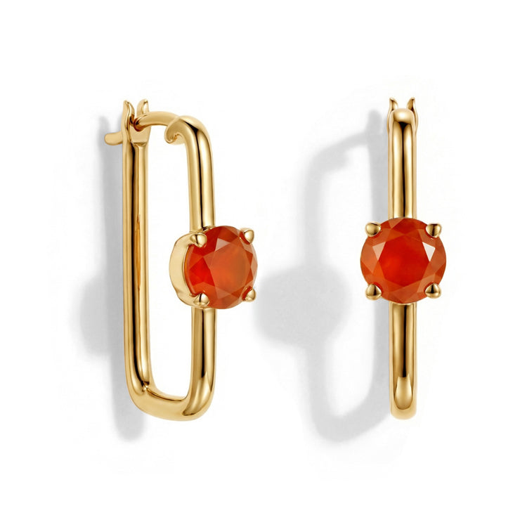 Large Carnelian Hoop Earrings