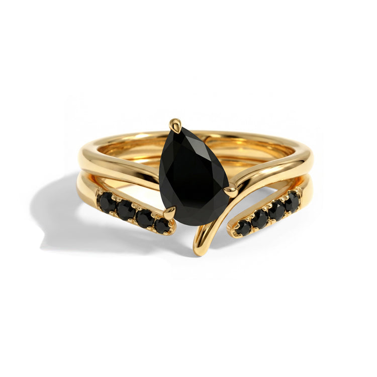 Twist Wave Black Onyx Statement Ring