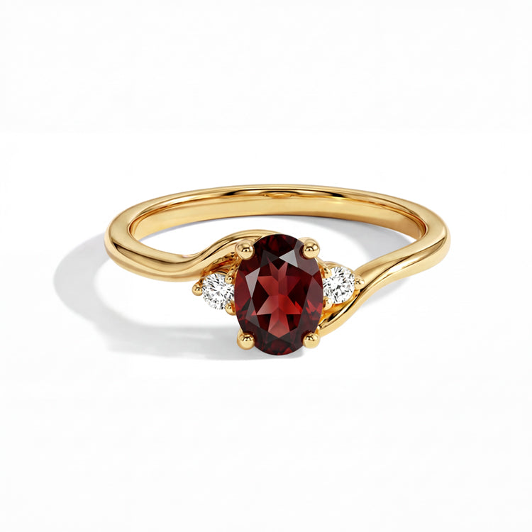 Cross-Twisted Garnet Ring