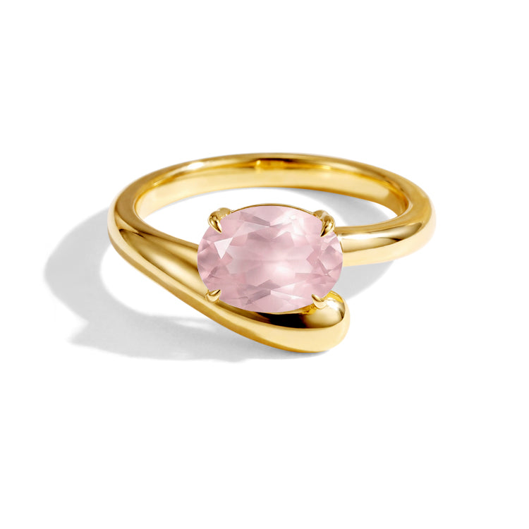 Curved Rose Quartz Statement Ring