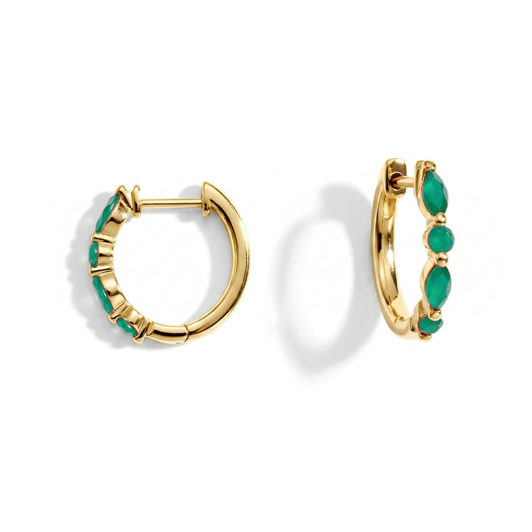 Green Agate Huggies Earrings - Elegant
