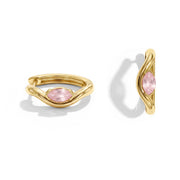 Twisted Rose Quartz Huggies Earrings