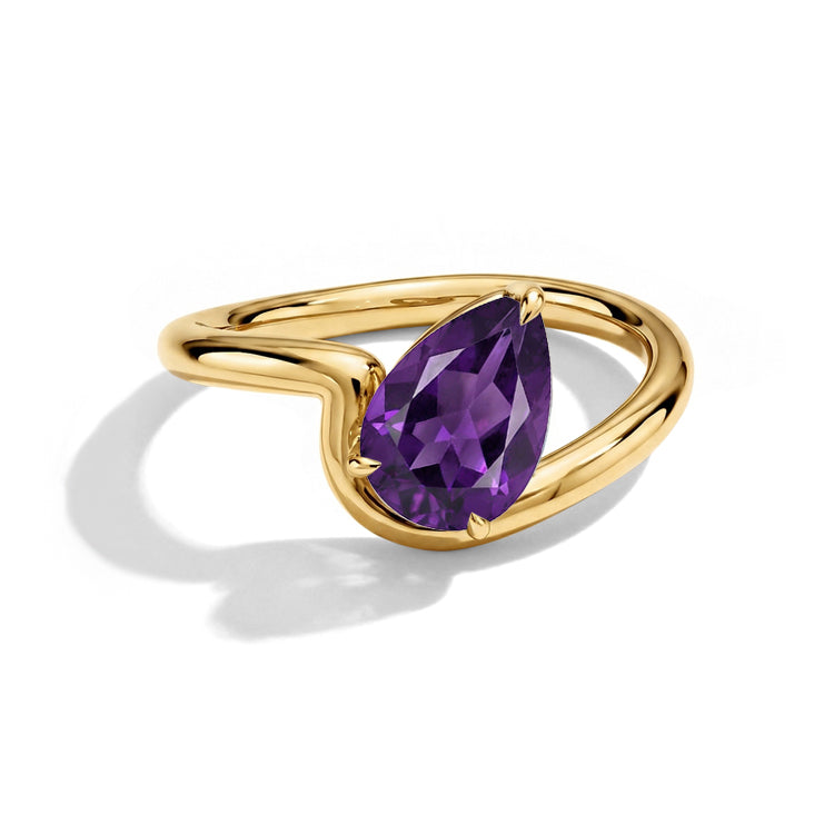 Contemporary Pear Amethyst Ring