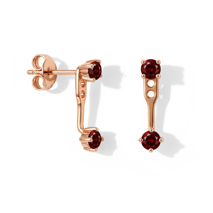 Round Garnet Earrings - Front & Back