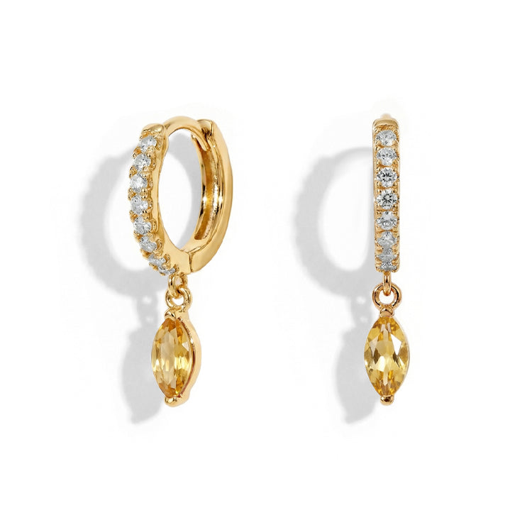 Hoops Earrings - Citrine Marquise