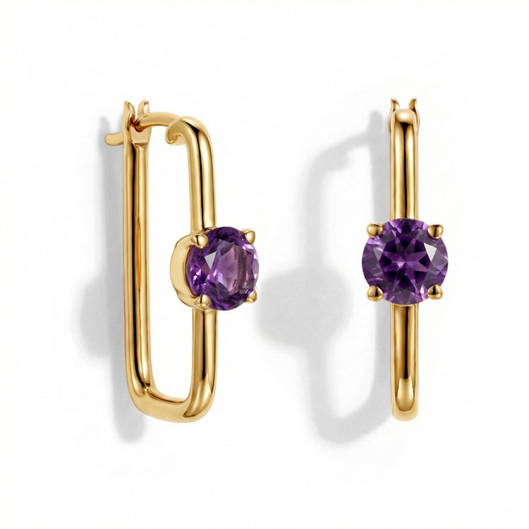 Large Amethyst Hoop Earrings