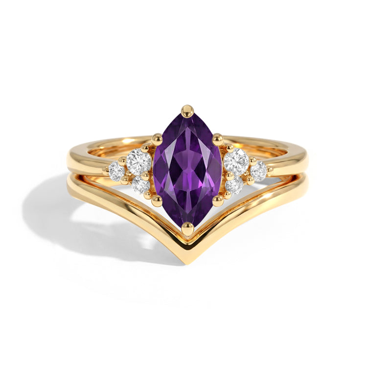 Amethyst V-Shaped Ring Set