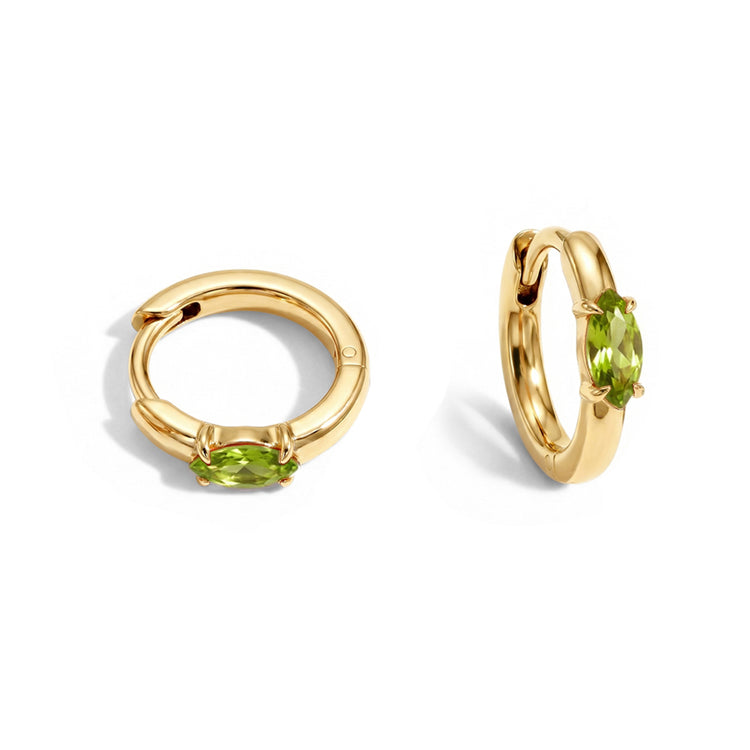 Huggies Peridot Earrings - Marquise