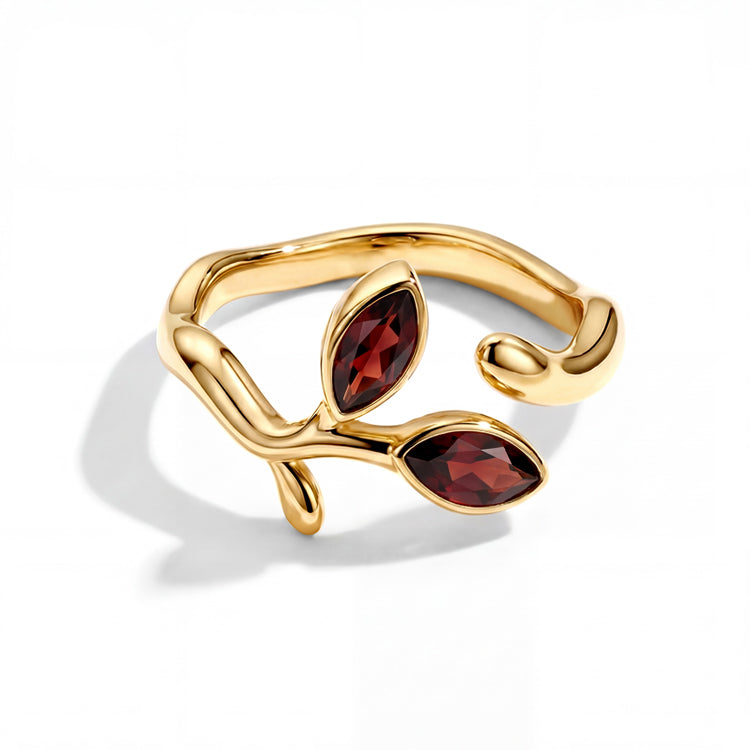 Branch Garnet Open Ring
