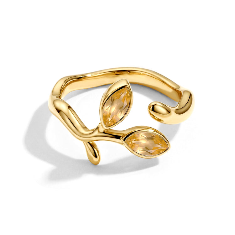 Adjustable Citrine Vine Ring