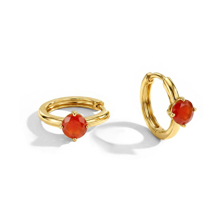 Carnelian Huggies Earrings - Round