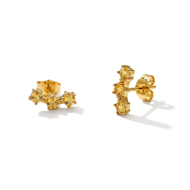 Citrine Stud Earrings - Stackable