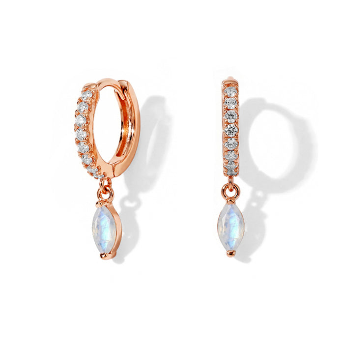 Moonstone Hoop Earrings - Marquise