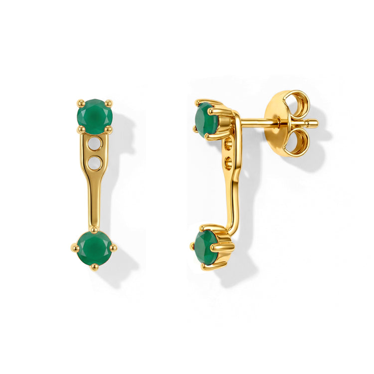 Green Agate Earrings - Front & Back