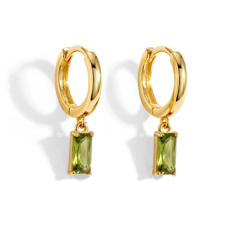 Rectangular Peridot Hoop Earrings
