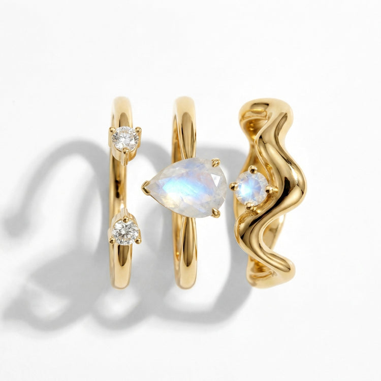 Moonstone Ring Trio
