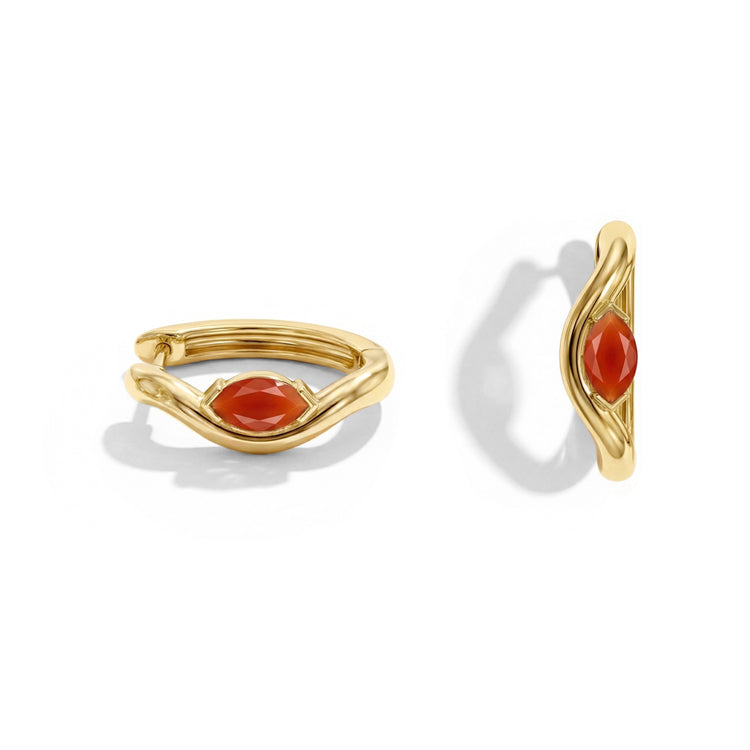 Twisted Carnelian Huggies Earrings