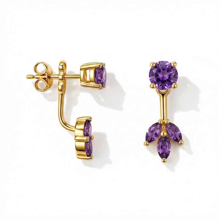 Amethyst Earrings - Front and Back