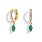 Hoops Earrings - Green Agate Marquise