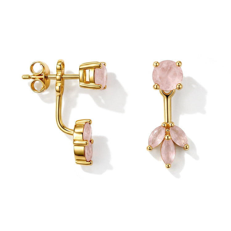 Rose Quartz Earrings - Front and Back