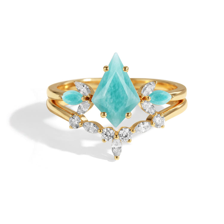 Celestial Winged Amazonite Cocktail Rings