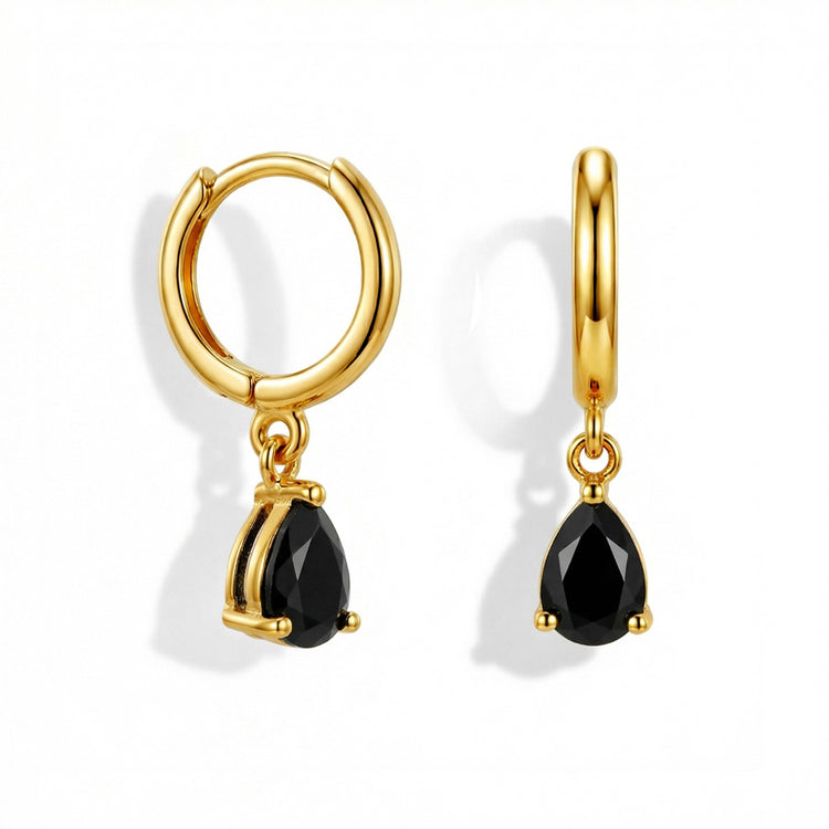 Black Onyx Hoop Earrings