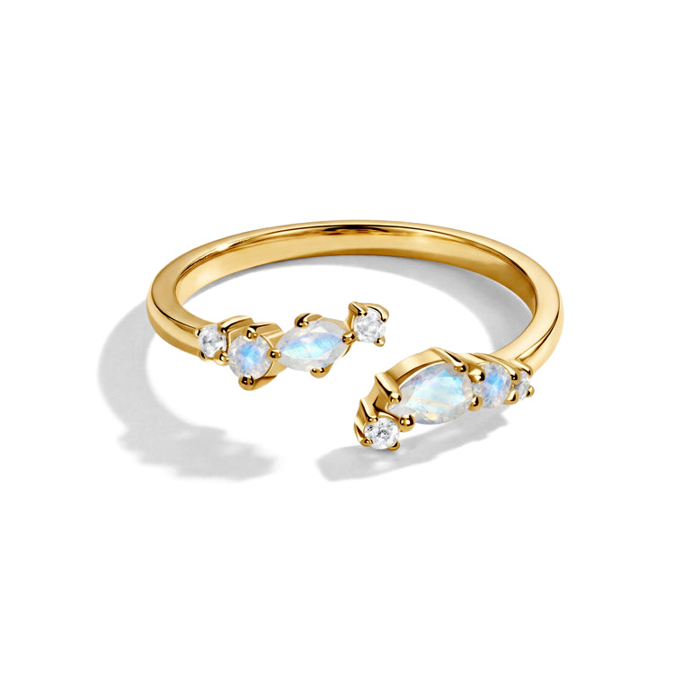 Dainty Moonstone Adjustable Open Ring