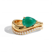 Green Agate Statement Ring Set