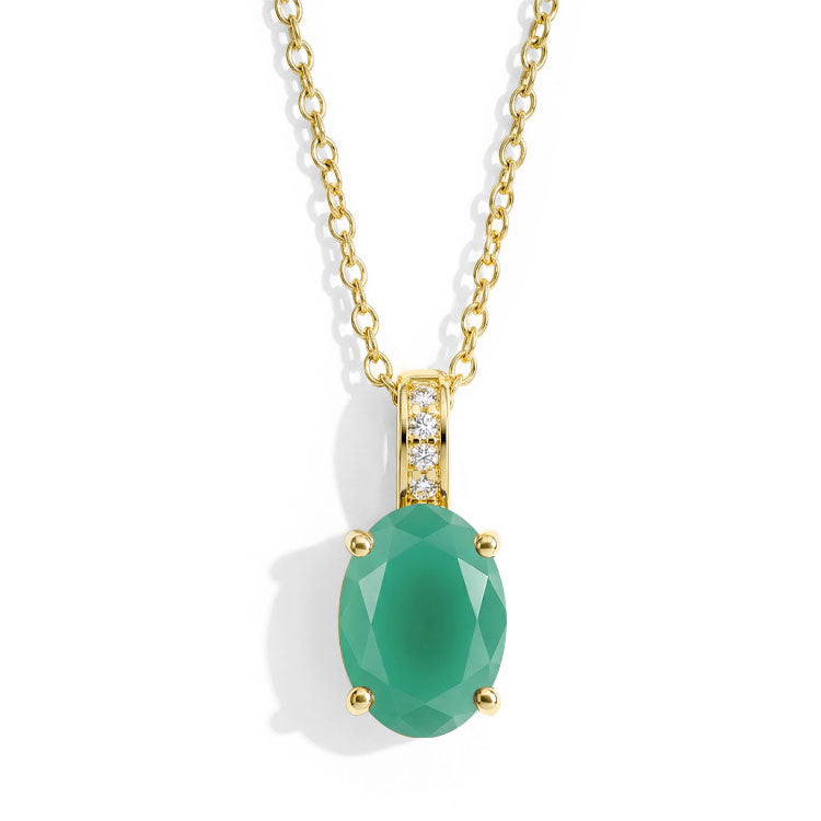 Green Agate Necklace - Oval