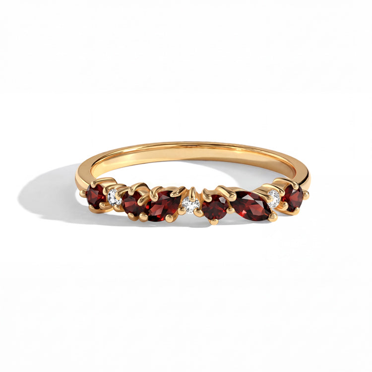 Alternating Garnet Stacking Ring